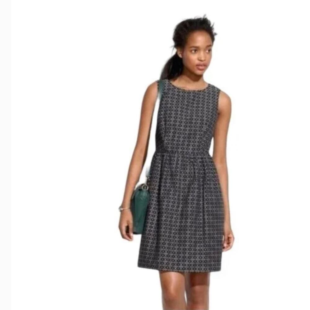 Madewell Nordstrom Women Black Embroidered Casual Dress Sleeveless size 4